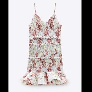 Zara Light Blue Floral Printed Mini Dress